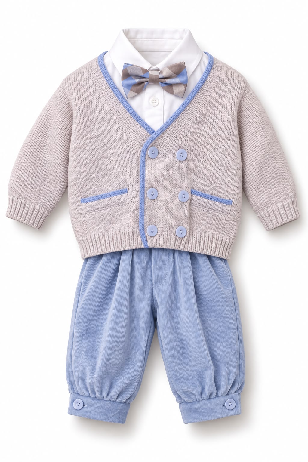 Completo da Cerimonia 4 Pezzi Grigio e Azzurro - Marlù