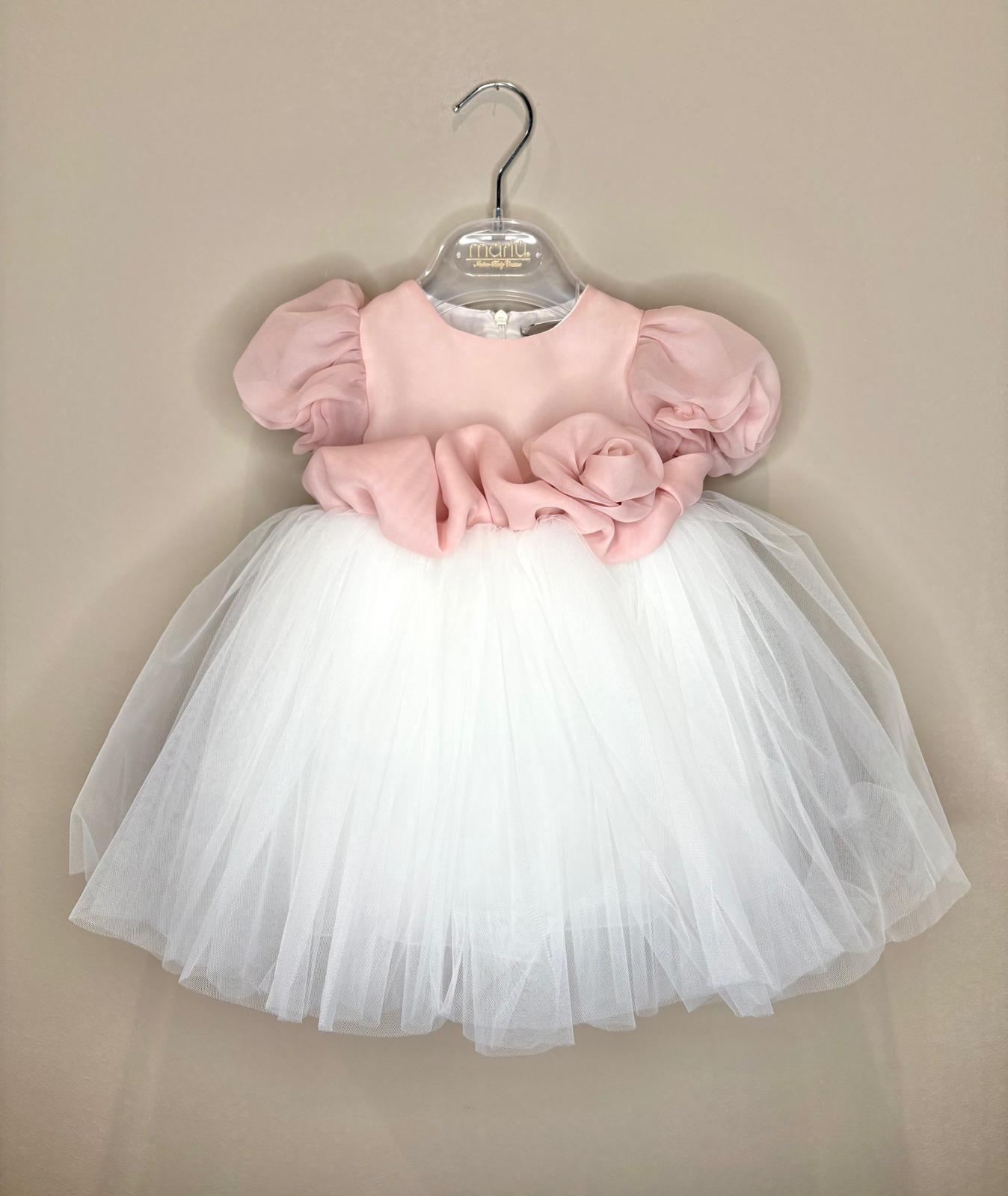 Vestitino Cerimonia con Corpetto Rosa e Tulle - Marlù