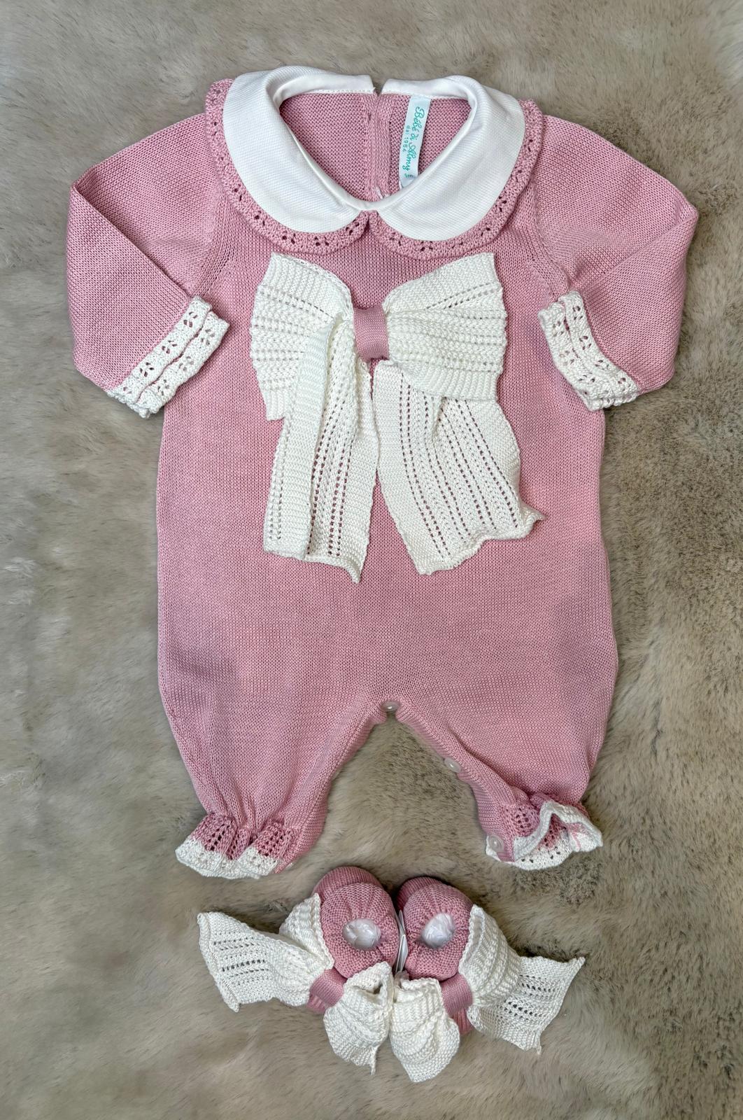 Tutina e scarpette fiocchetto rosa - Bebè di Almy