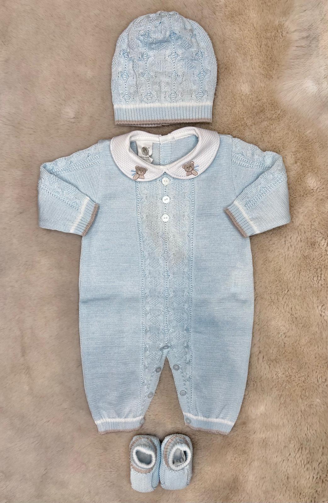 Set 3Pz Azzurro con ricamo Orsetto - Marlù