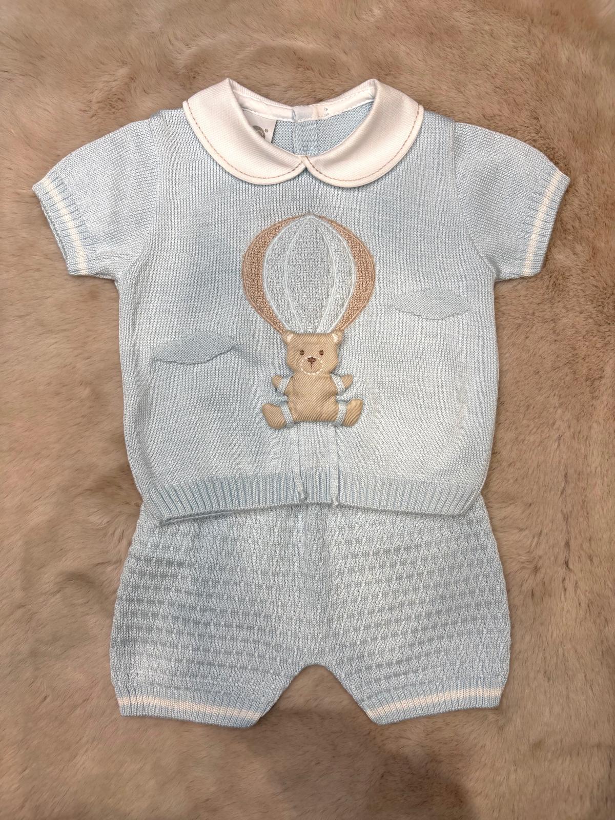 Completo 2Pz in filo corto azzurro tema "Mongolfiera" - Marlù