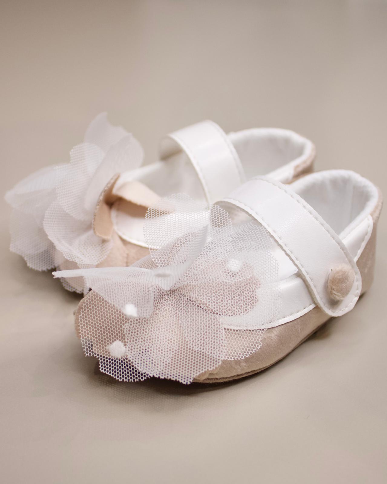 Scarpette Bianche e Beige con Fiore - Marlù