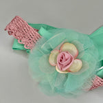 Fascetta Verde e Rosa con Fiore - Marlù