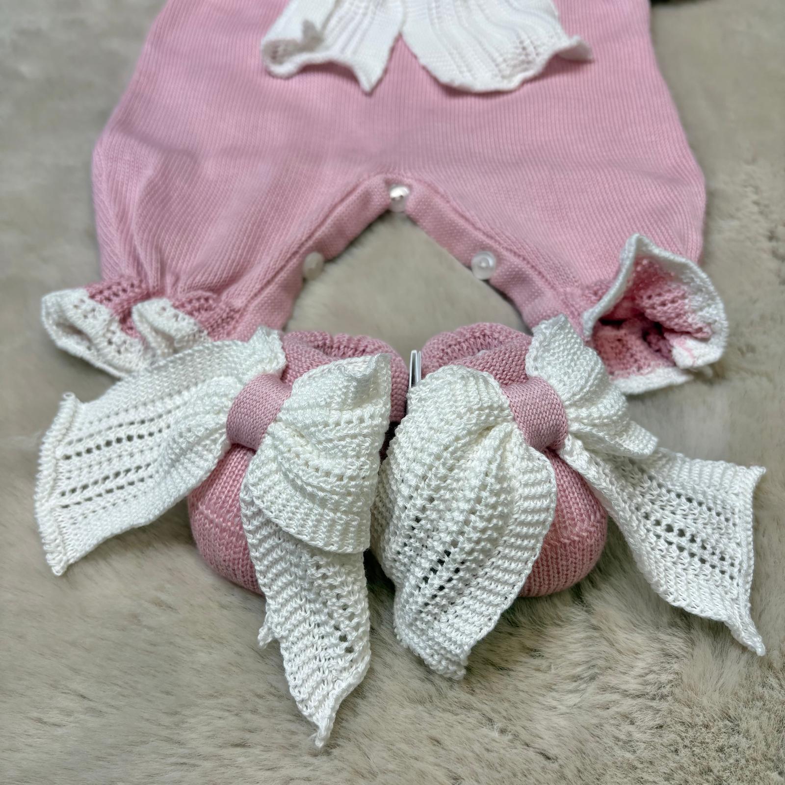 Tutina e scarpette fiocchetto rosa - Bebè di Almy