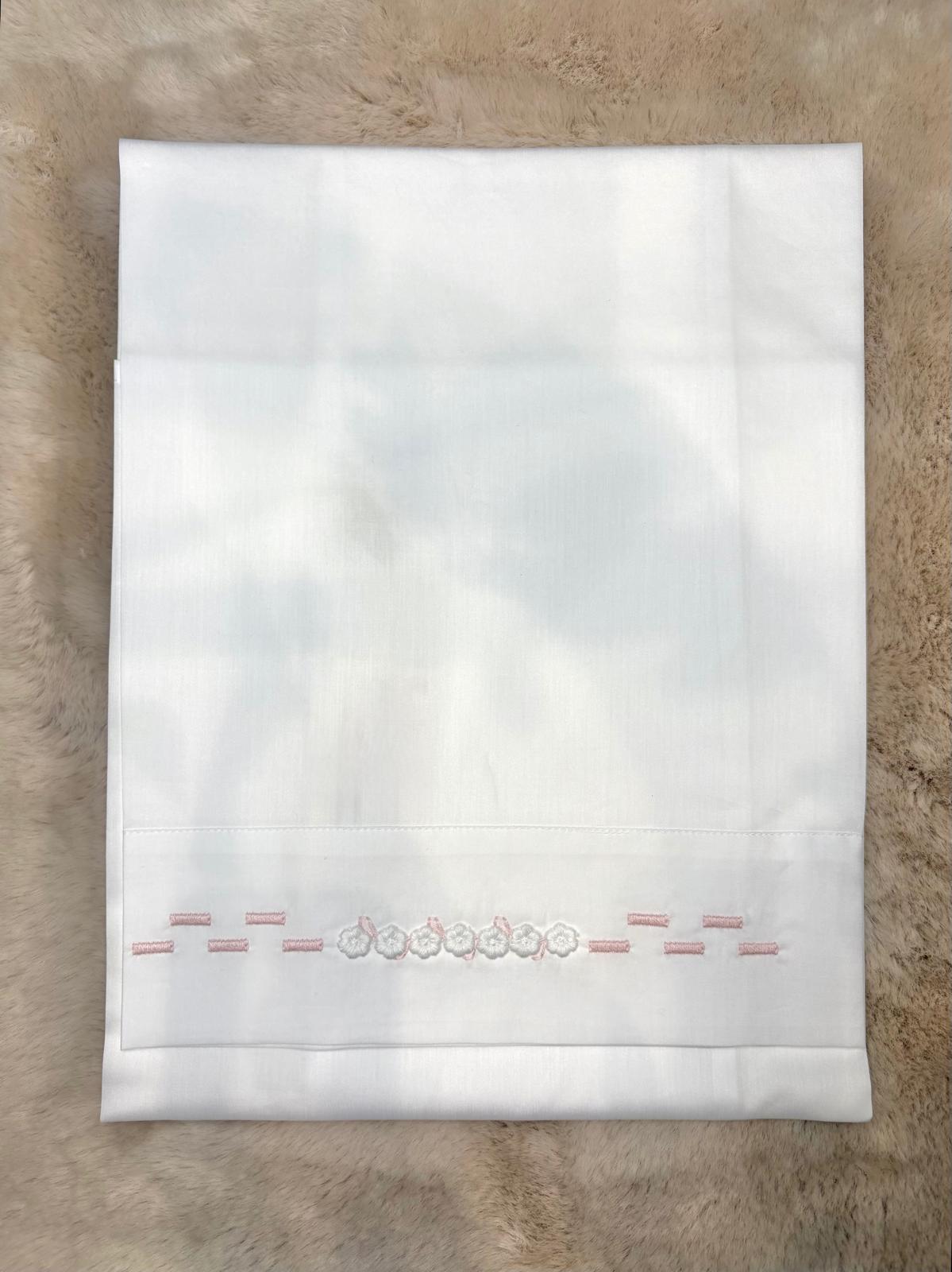 Set 3Pz Lenzuolino con ricamo rosa - Marlù
