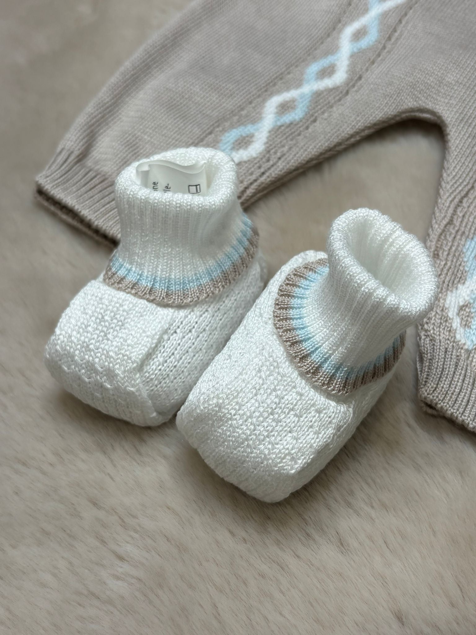 Completo in filo 5Pz con l'azzurro e il tortora - Marlù