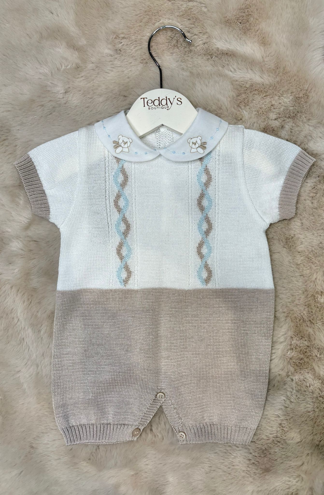 Pagliaccetto in filo azzurro e tortora - Marlù