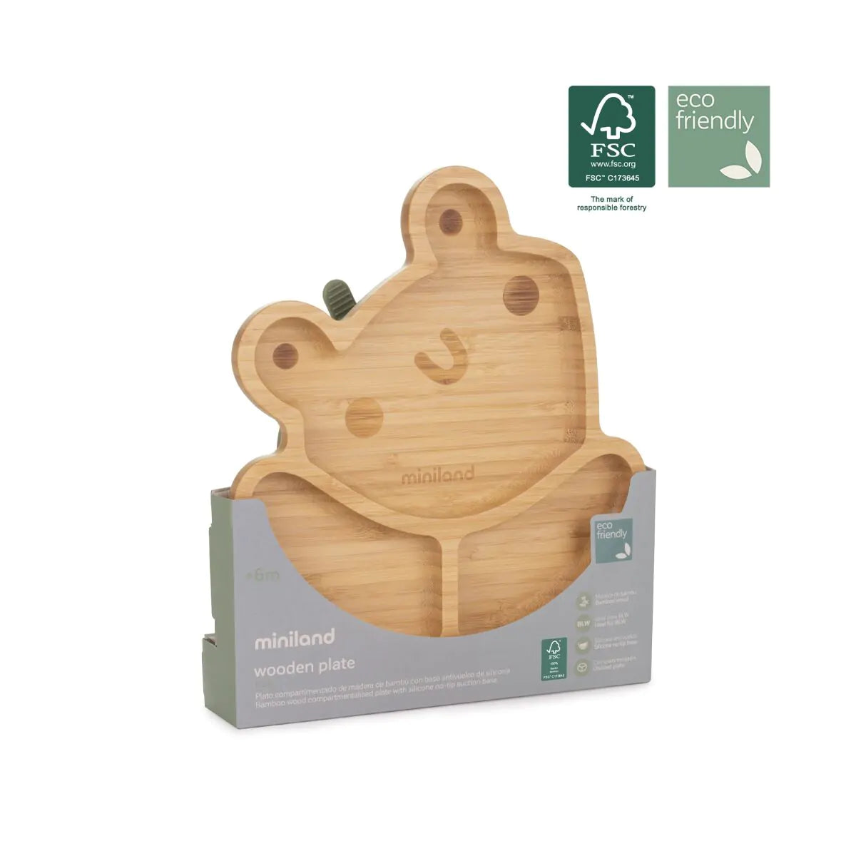 Piatto per bambini wooden plate frog - Miniland