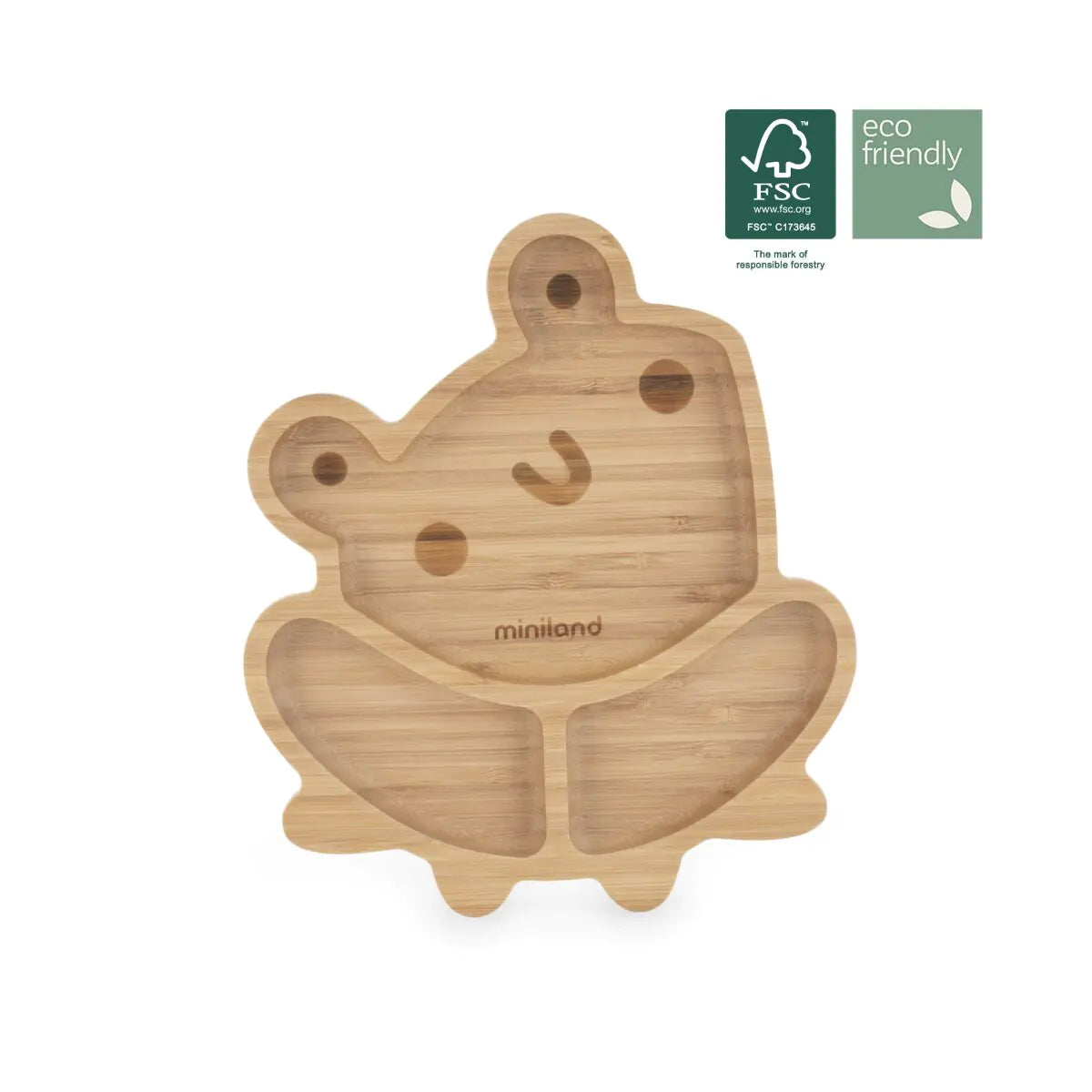 Piatto per bambini wooden plate frog - Miniland