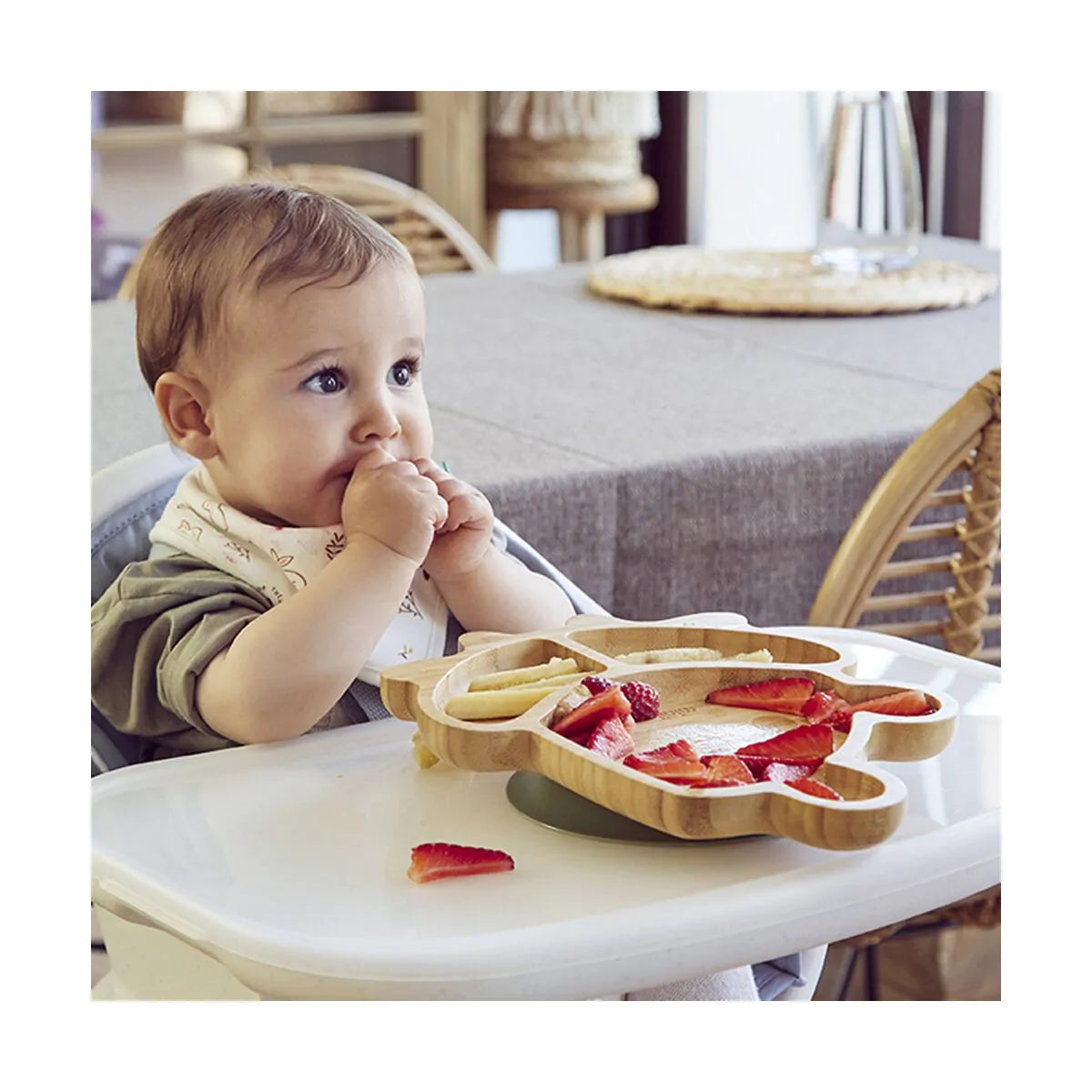 Piatto per bambini wooden plate frog - Miniland