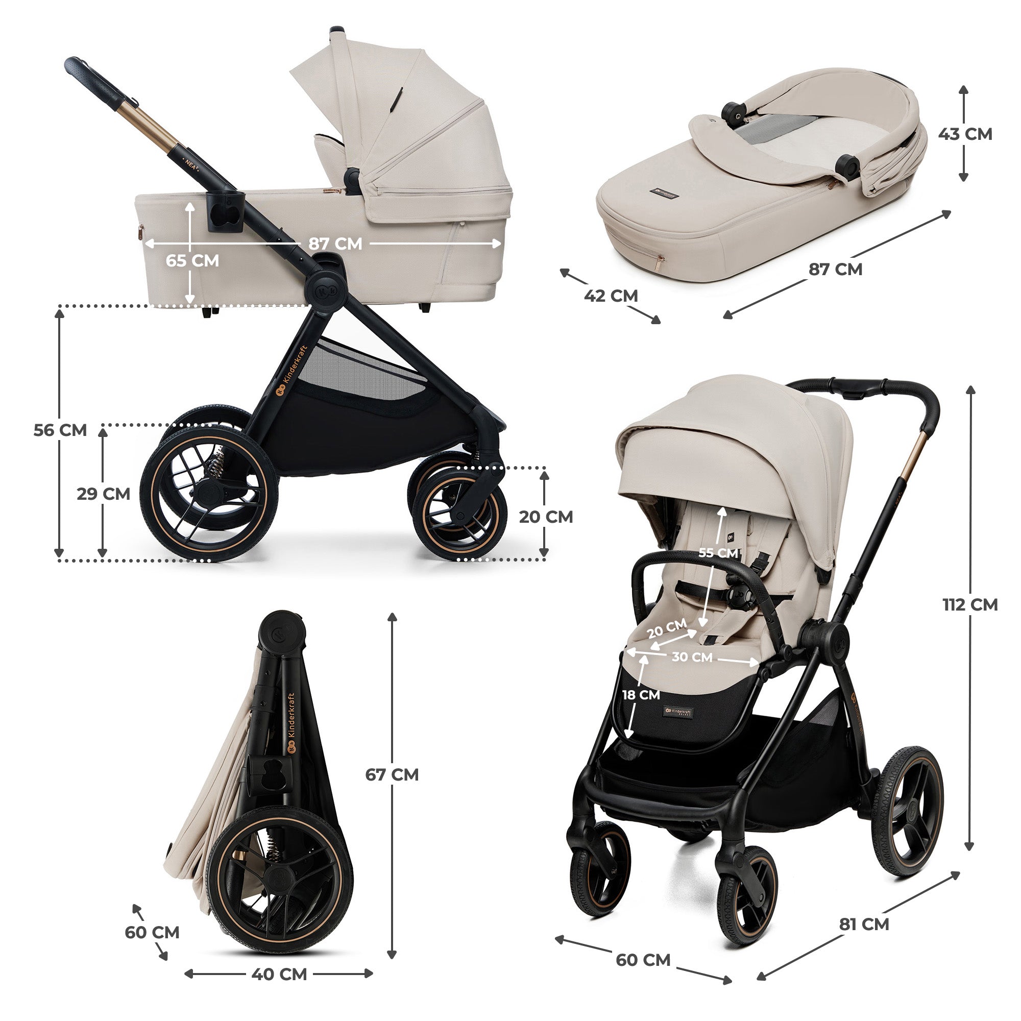 Passeggino multifunzioni NEA 2 Beige - Kinderkraft