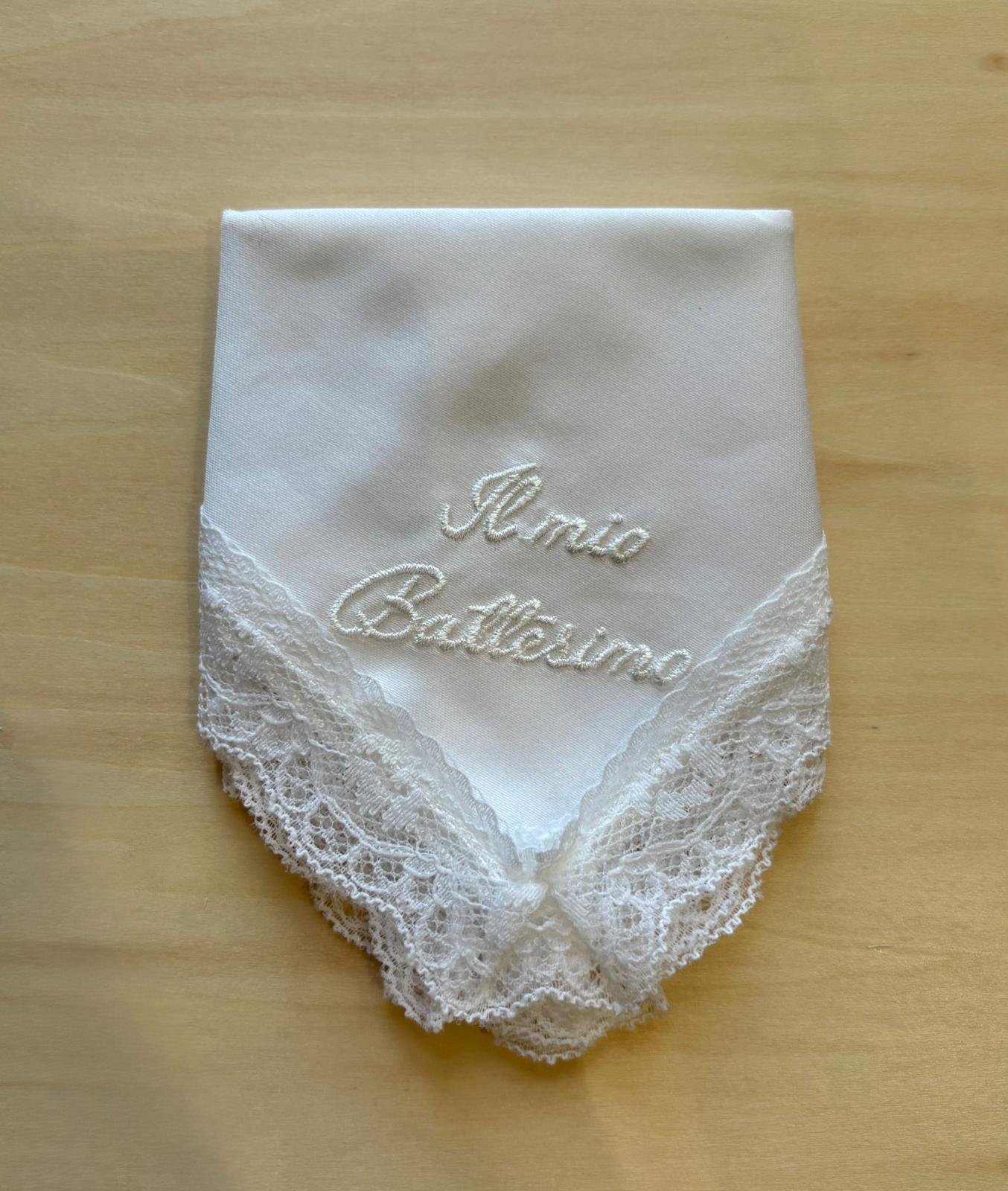 Fazzoletto Battesimo con merletto - Marlù