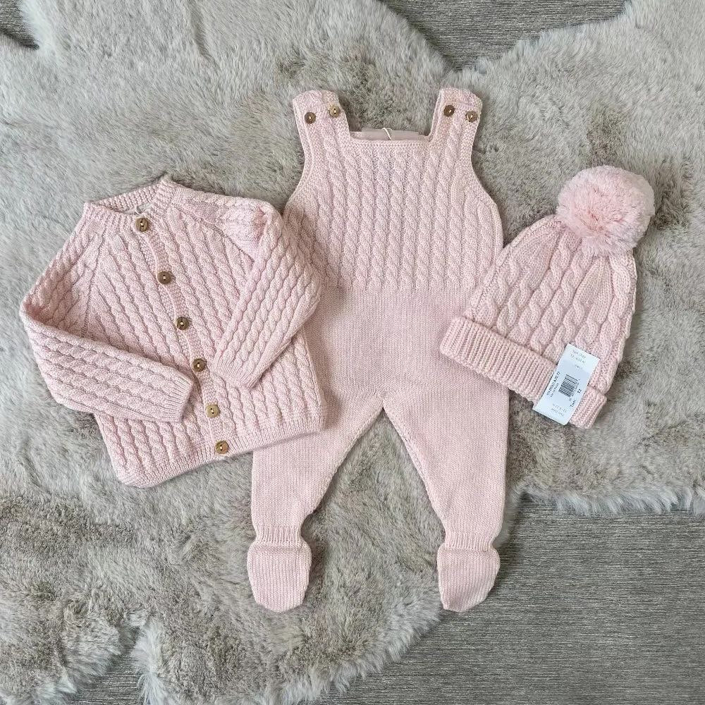 Corredino nascita 2 pezzi invernale treccia rosa con cardigan - Wedoble