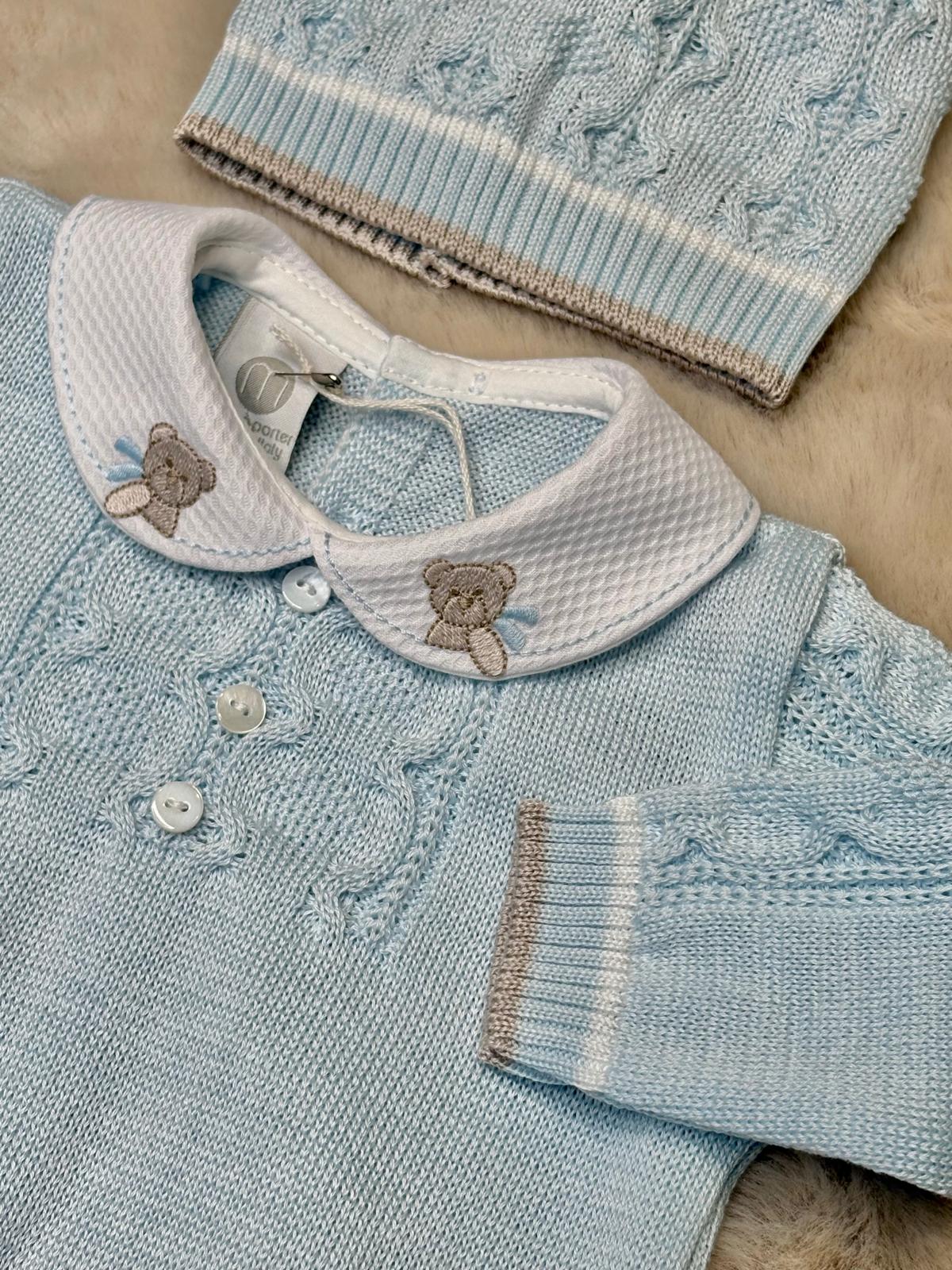 Set 4Pz Azzurro con ricamo Orsetto - Marlù