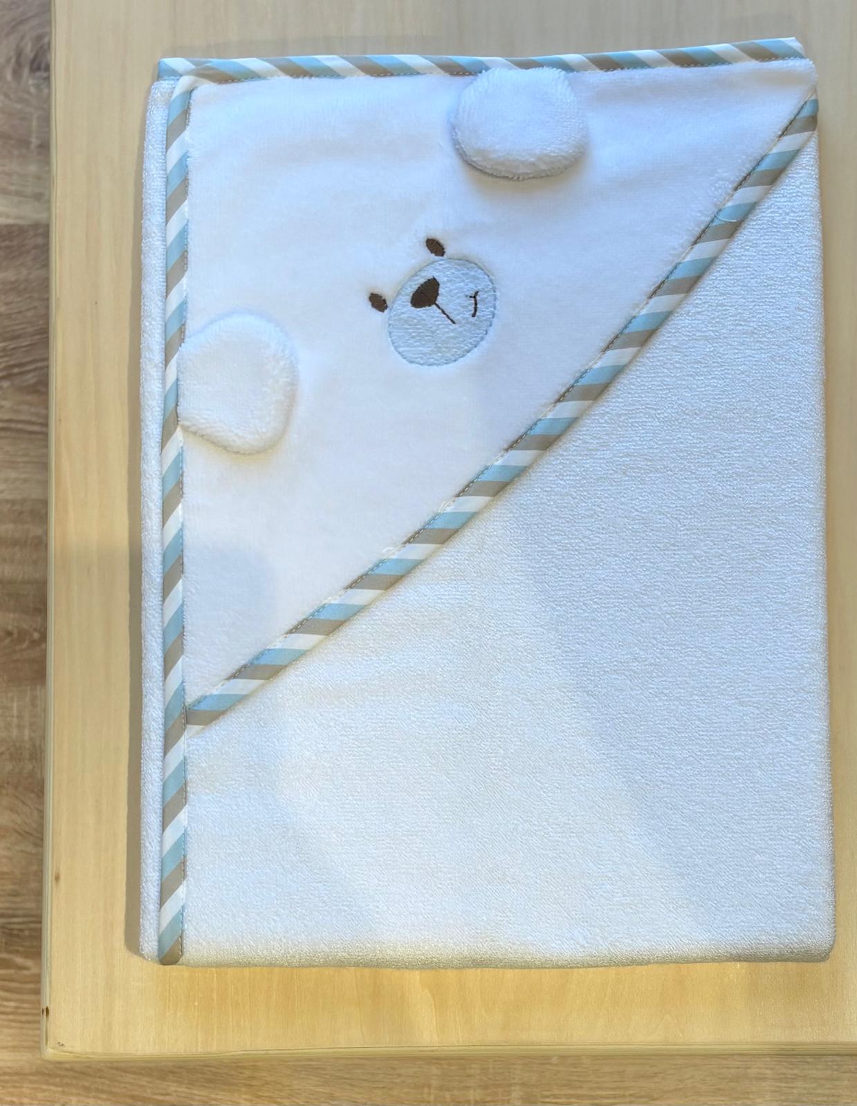 Accappatoio Spugna Orsetto Azzurro e Tortora - Marlù