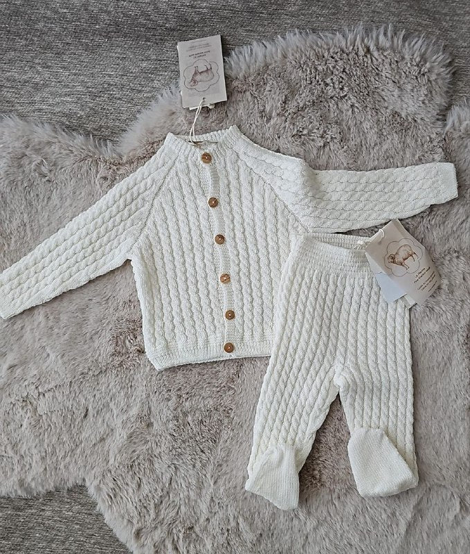 Corredino nascita 2 pezzi invernale treccia con cardigan - Wedoble
