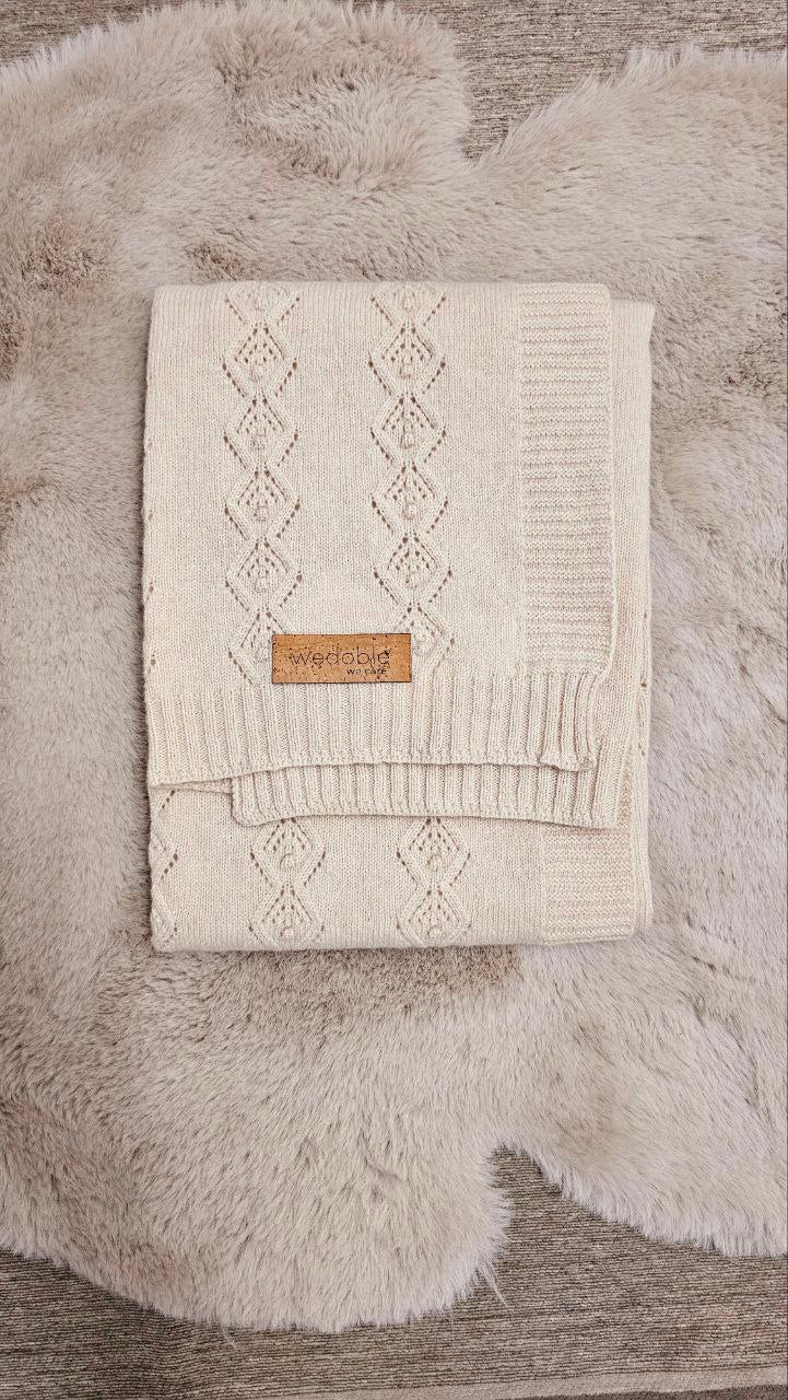 Copertina nascita invernale lana e cashmere rombo beige - Wedoble