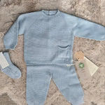 Coordinato nascita estivo Wedoble Azzurro 3 pezzi - 62 cm