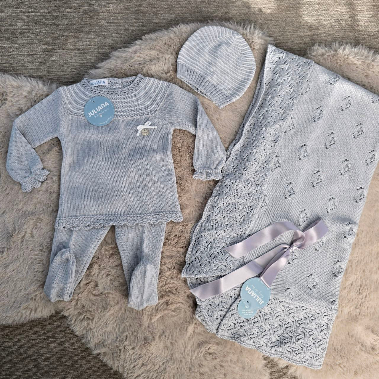 Coordinato nascita estivo Grigio Juliana 4 pezzi - 3 Mesi