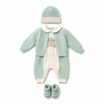 Set Nascita in Lana Mongolfiera Verde Lichene - Marlù