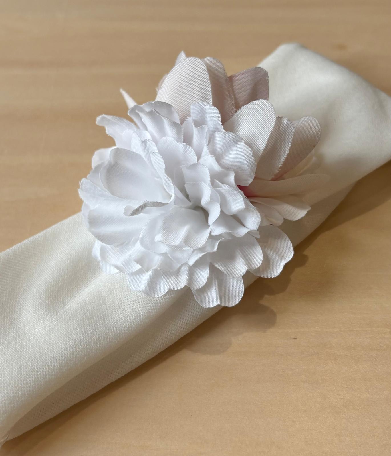 Fascetta Cerimonia Bianca con Dettaglio Rosa - Minù