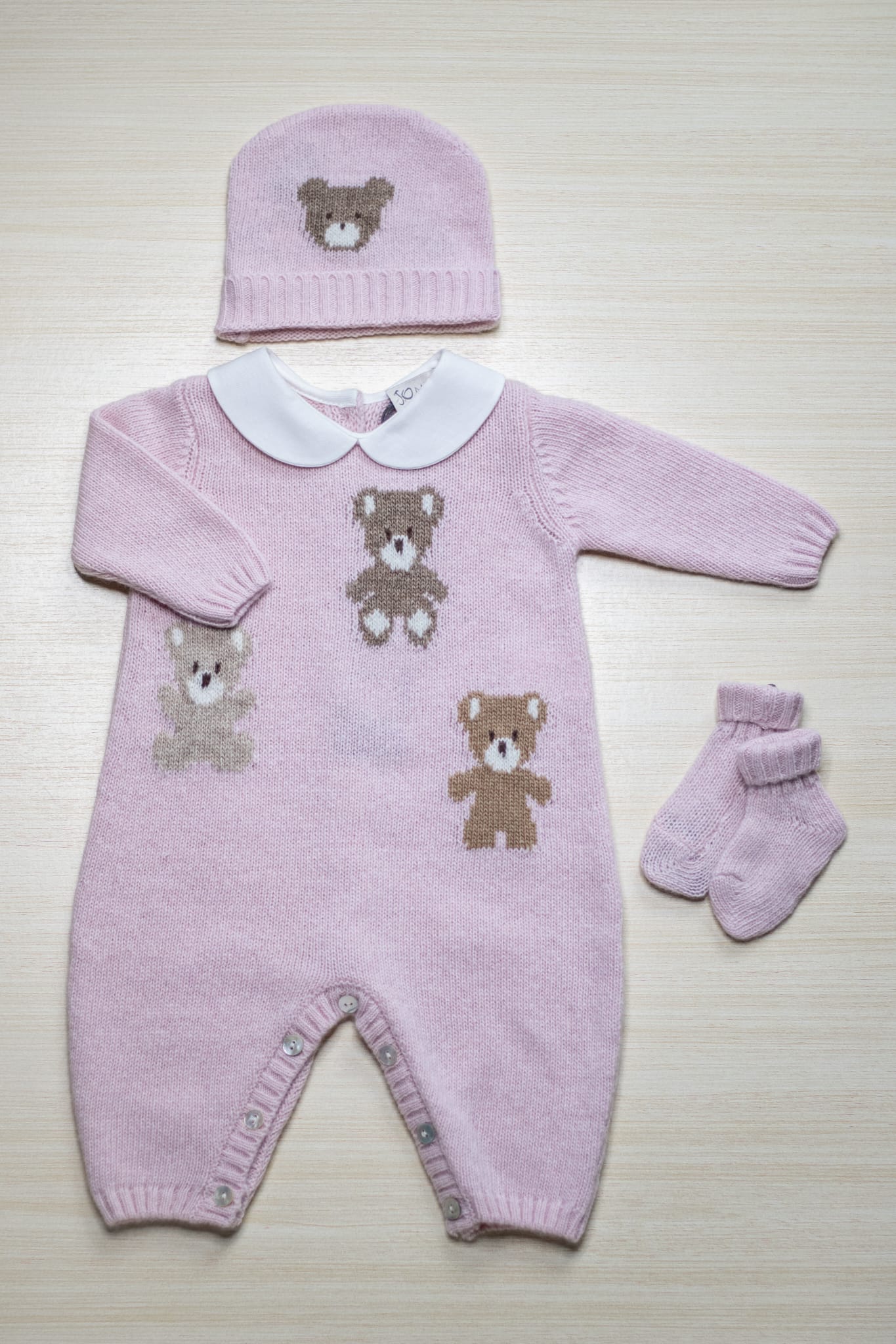 Completo Rosa Prima Nascita 3 Pezzi - Jo Milano