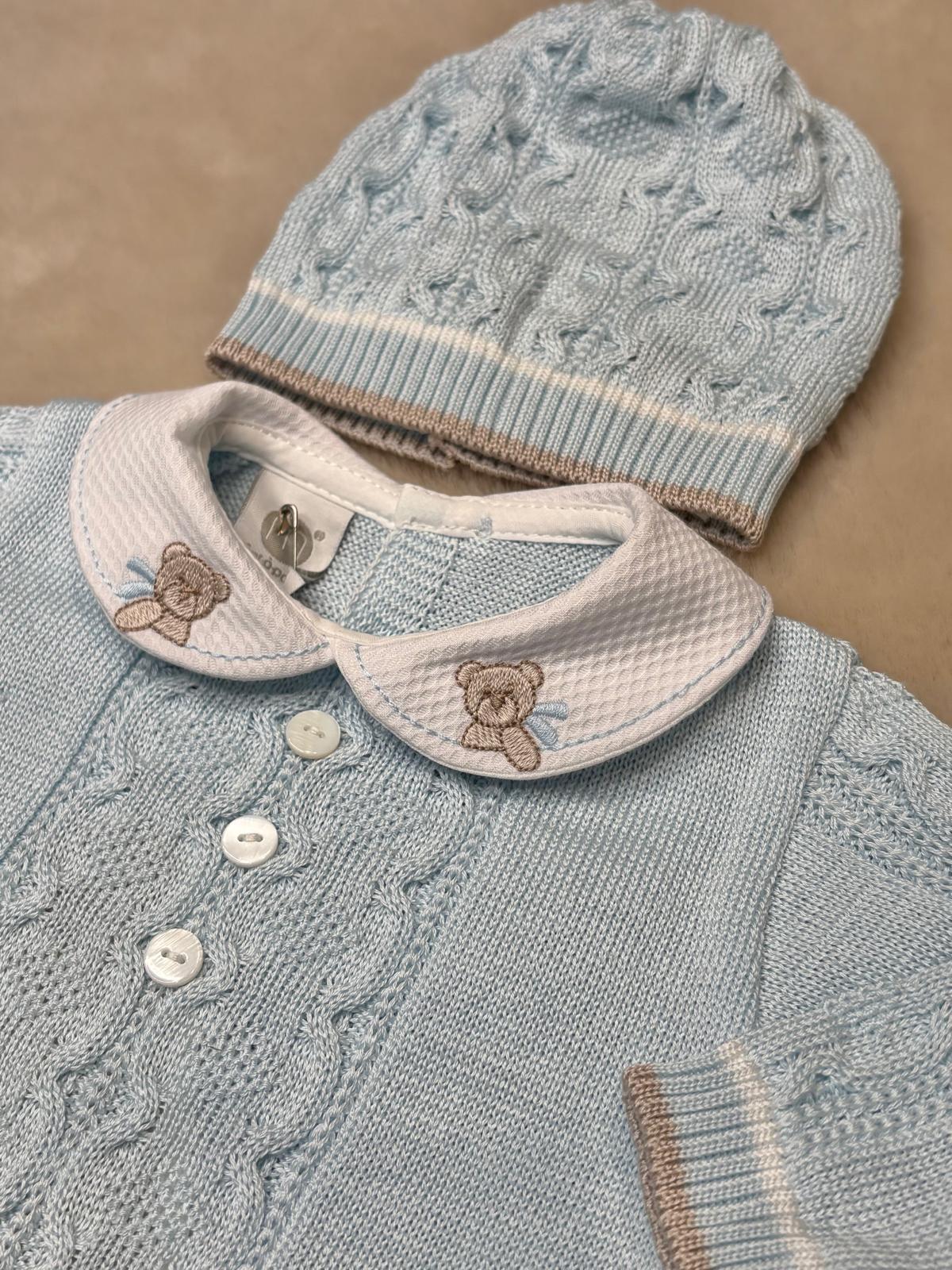 Set 3Pz Azzurro con ricamo Orsetto - Marlù