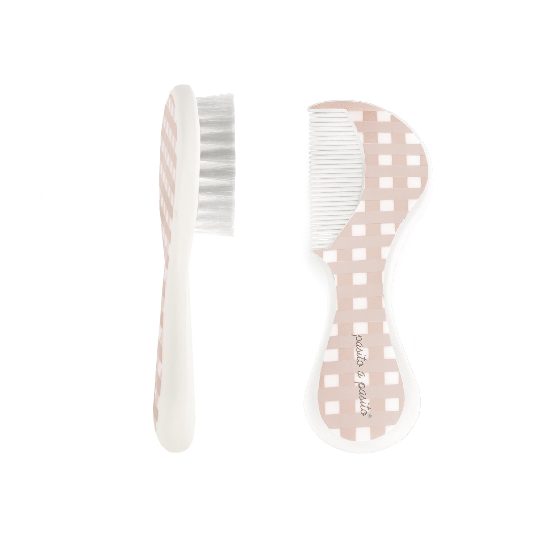SPAZZOLA E PETTINE VICHY ROSA
