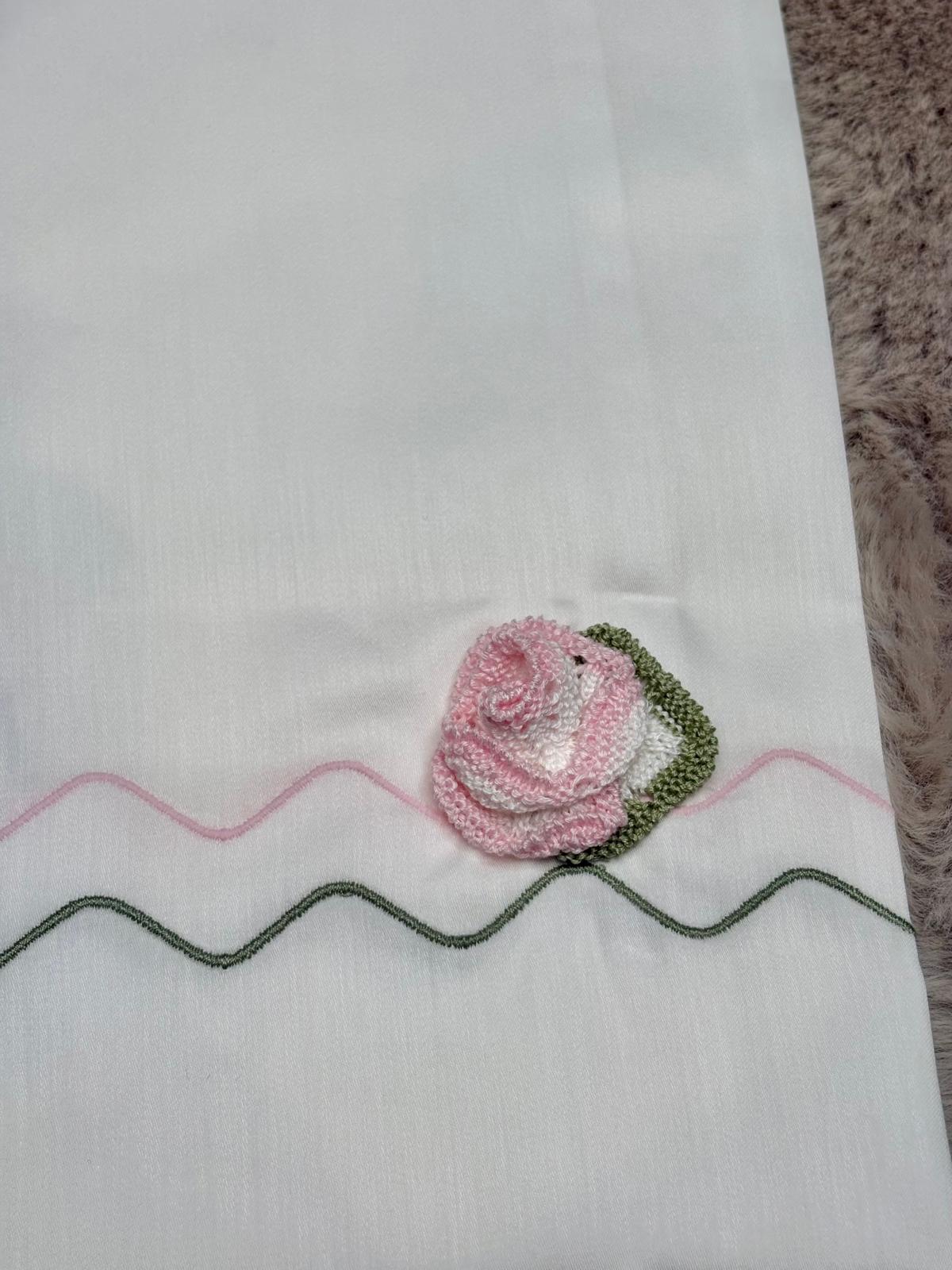 Lenzuolino 3Pz con ricamo rose - Marlù