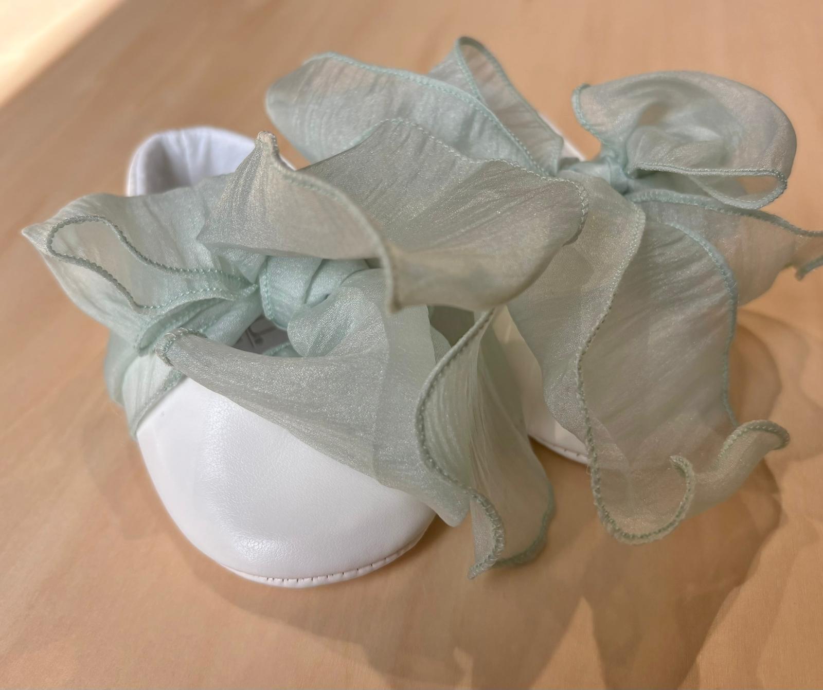 Ballerina Cerimonia con fiocco verde regolabile - Marlù