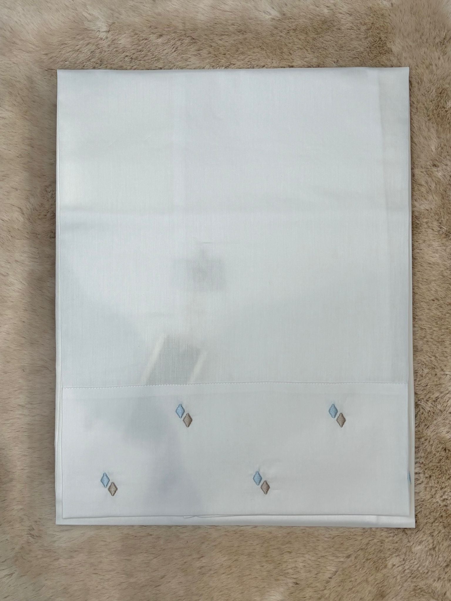 Set 3Pz Lenzuolino con Ricamo Tortora e Azzurro - Marlù