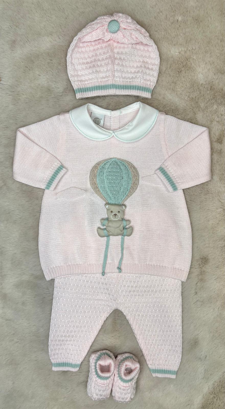 Completo 4Pz in filo Tema "Mongolfiera" Rosa - Marlù