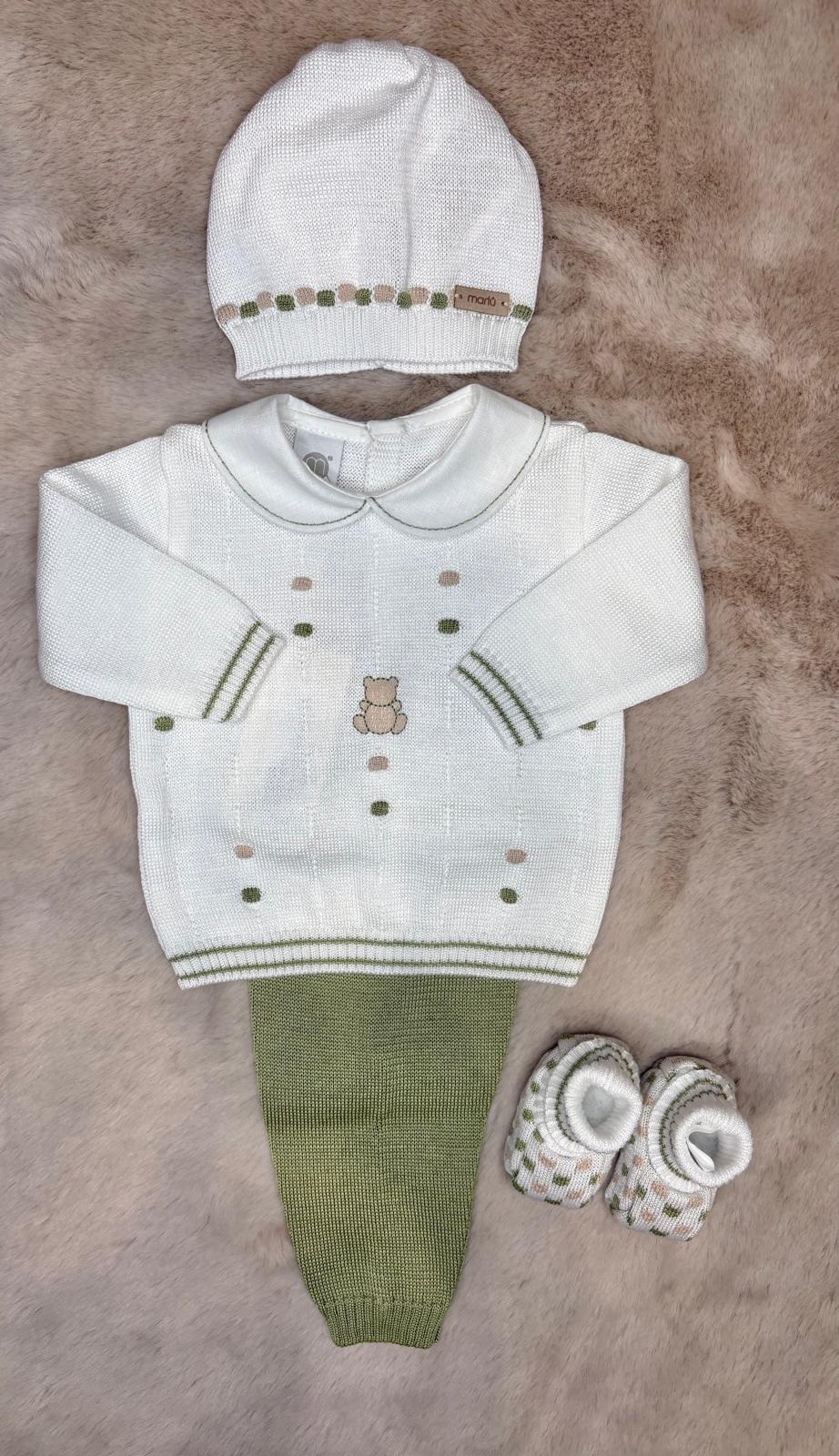 Completo 4pz in filo Bianco e Verde - Marlù