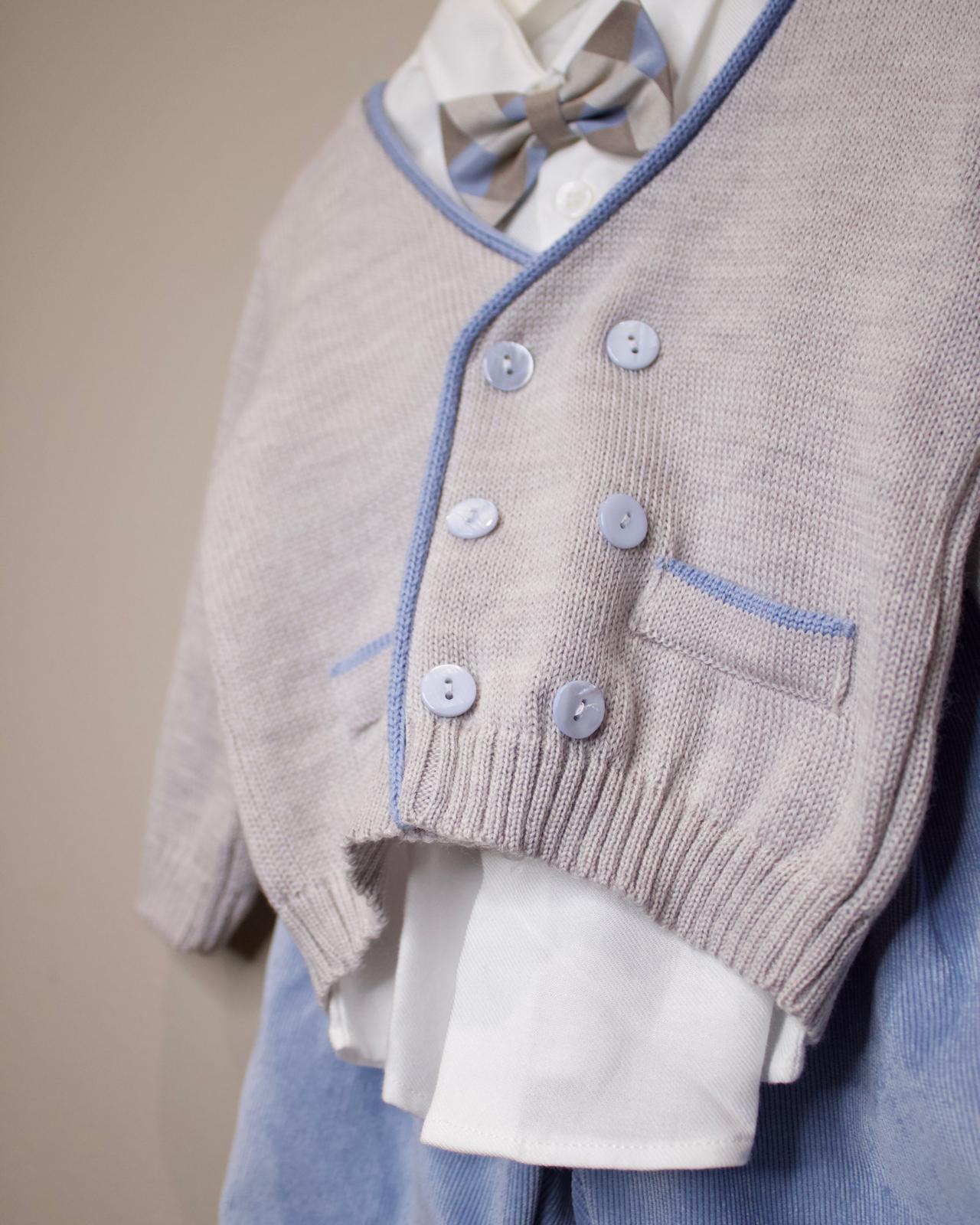 Completo da Cerimonia 4 Pezzi Grigio e Azzurro - Marlù