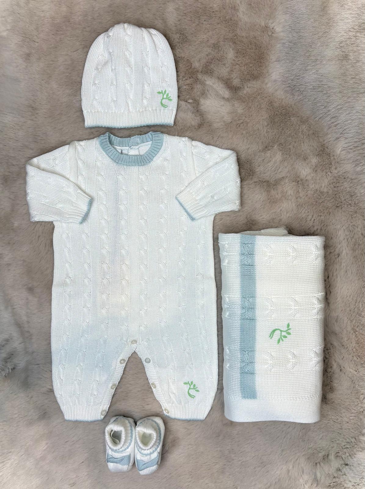 Set 4PZ Collezione "Radici" Bianco e Azzurro - Marlù