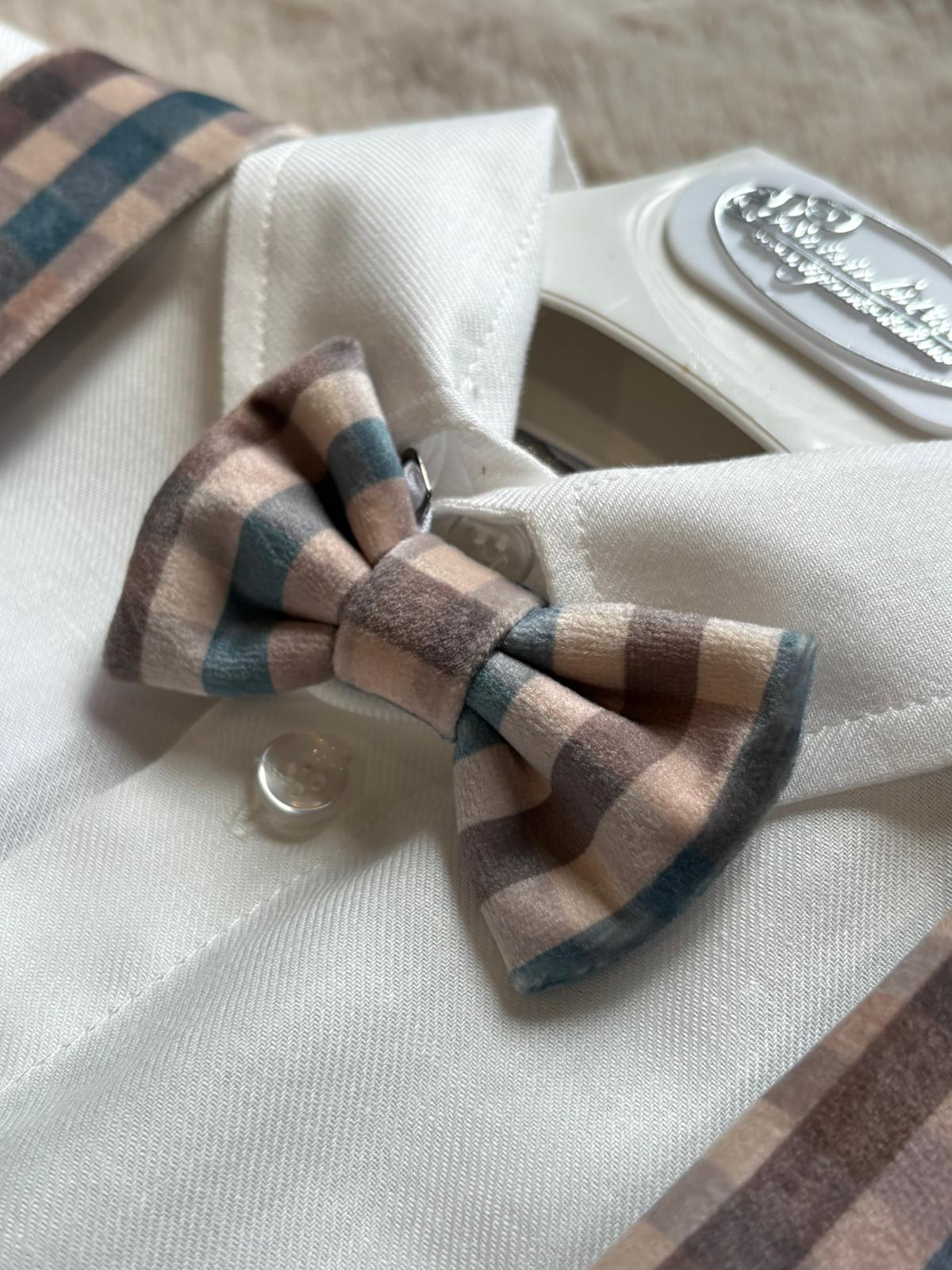 Completo Cerimonia con camicia e pantalone a quadri con bretelle - La Sartoria dei Piccoli