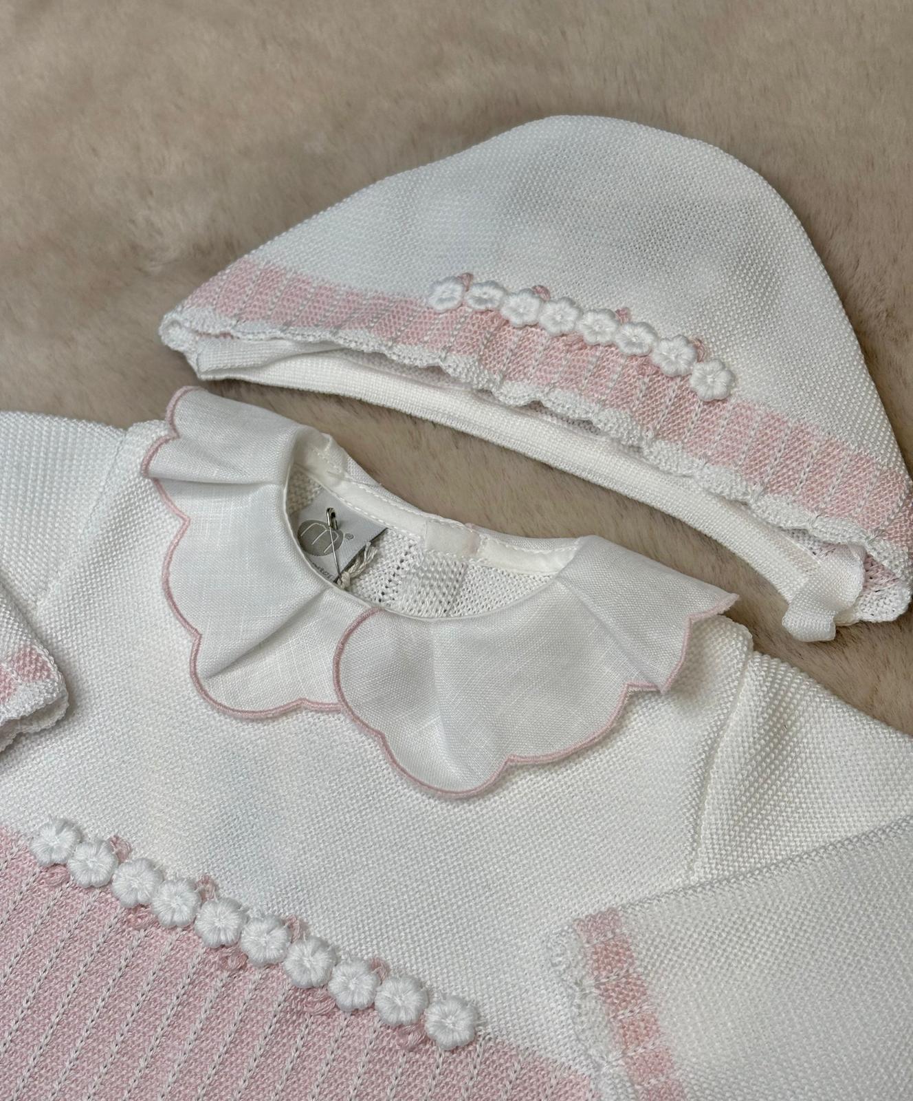 Set 3Pz Rosa Pastello con ricamo fiori - Marlù