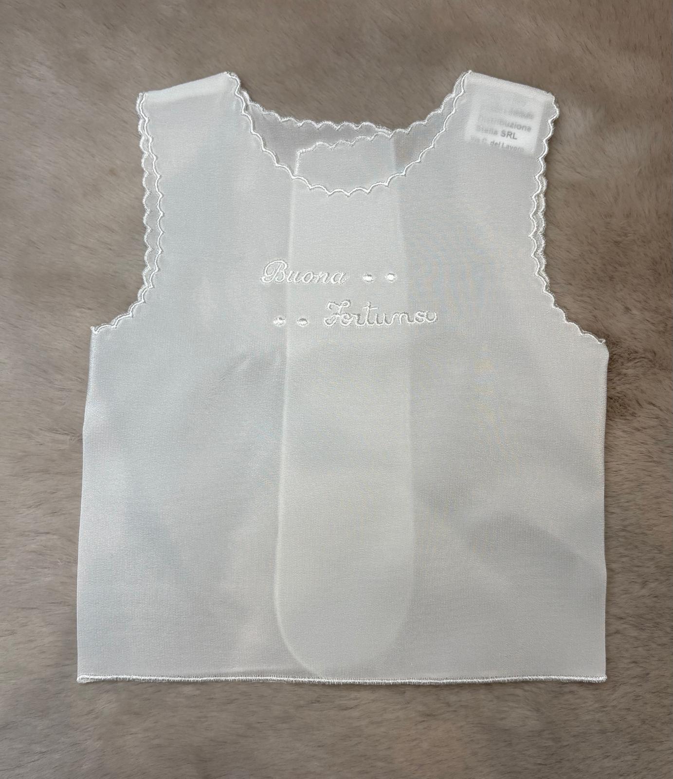 Camicetta della fortuna con ricamo bianco 100% seta - Marlù