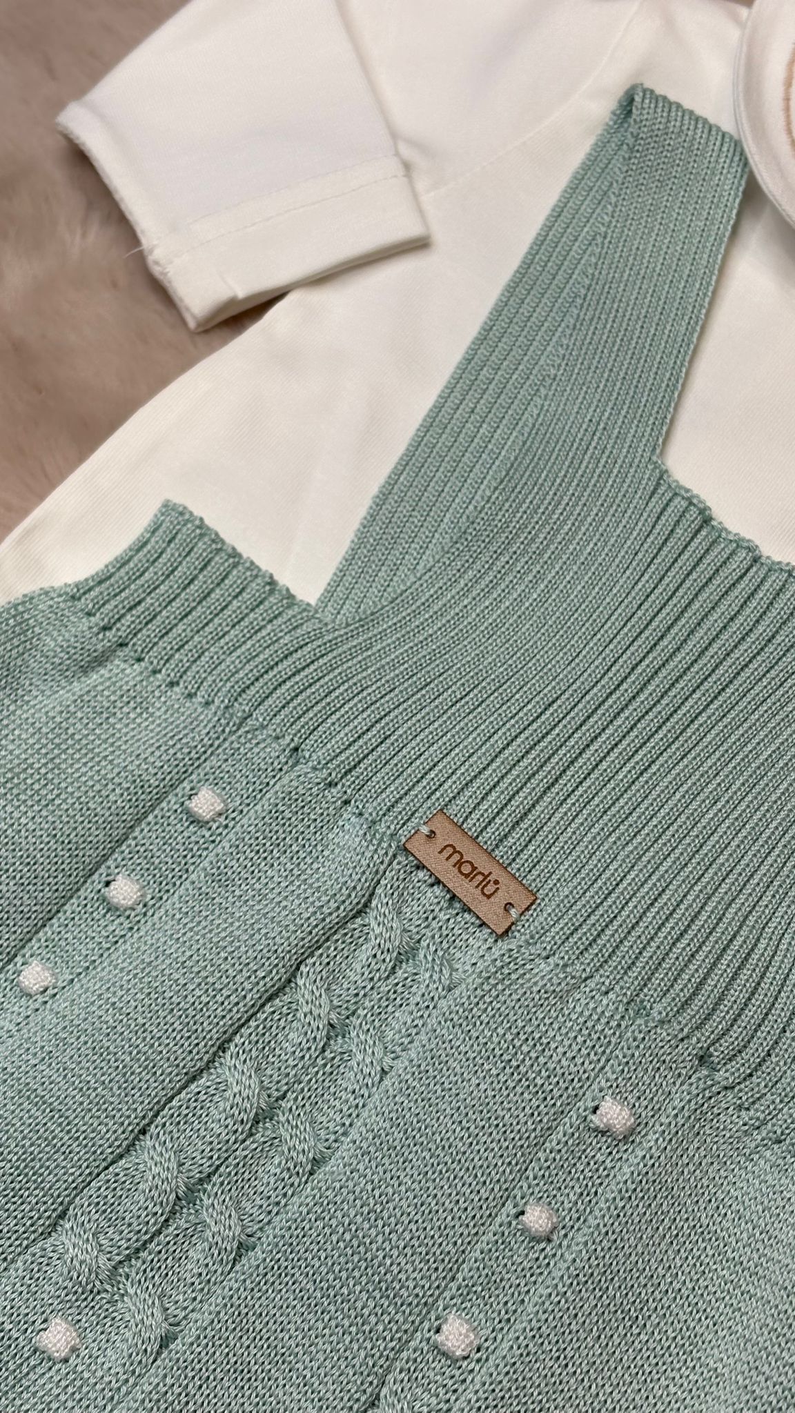 Completo 4Pz salopette e body verde salvia - Marlù