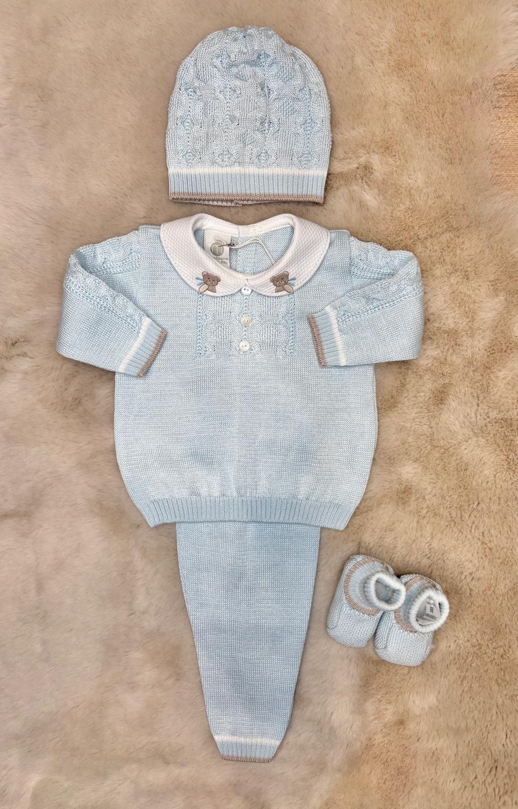 Set 4Pz Azzurro con ricamo Orsetto - Marlù