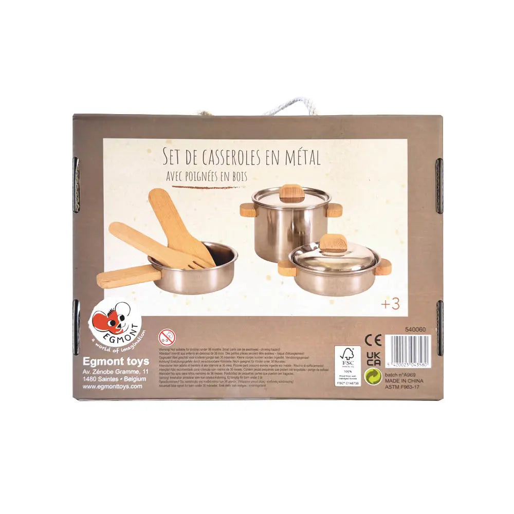 Set di padelle con manico in legno - Egmont Toys