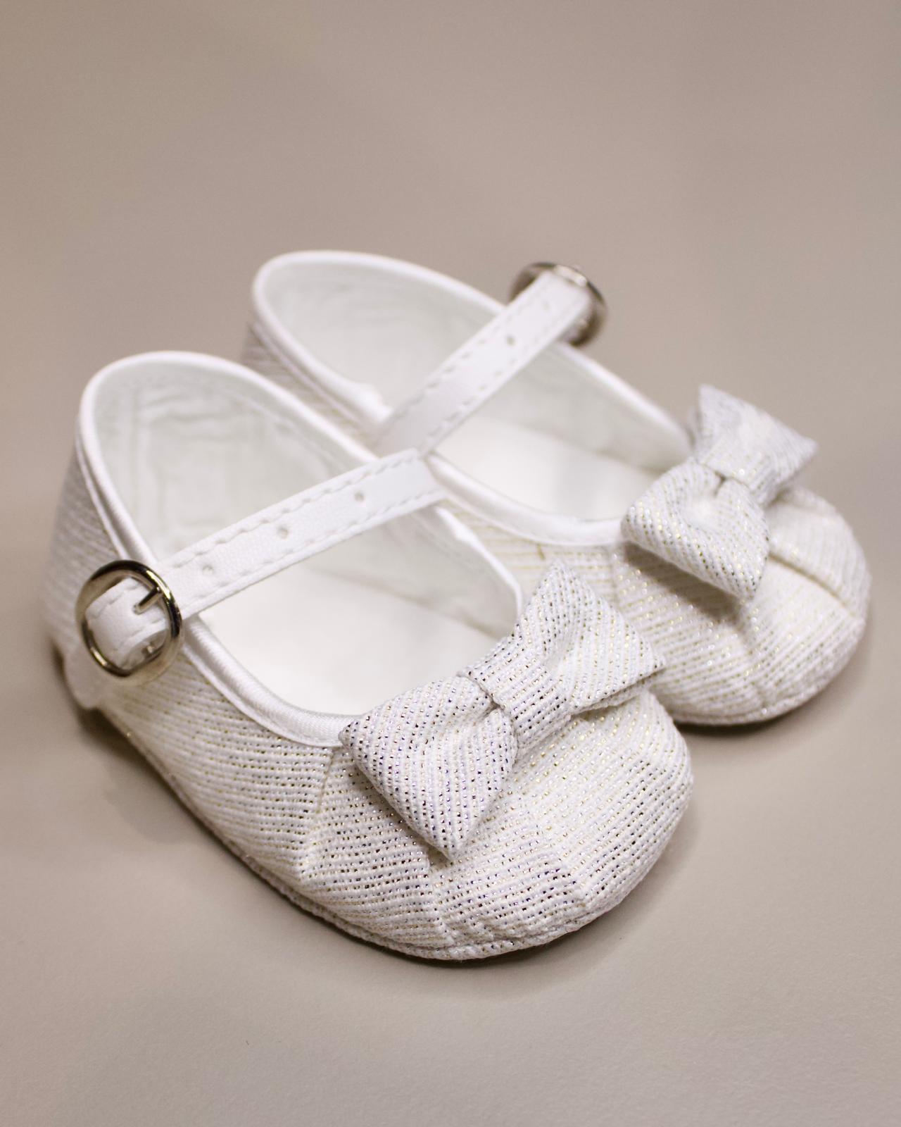 Scarpette Bianche con Punti Luce e Fiocchetto - Minù