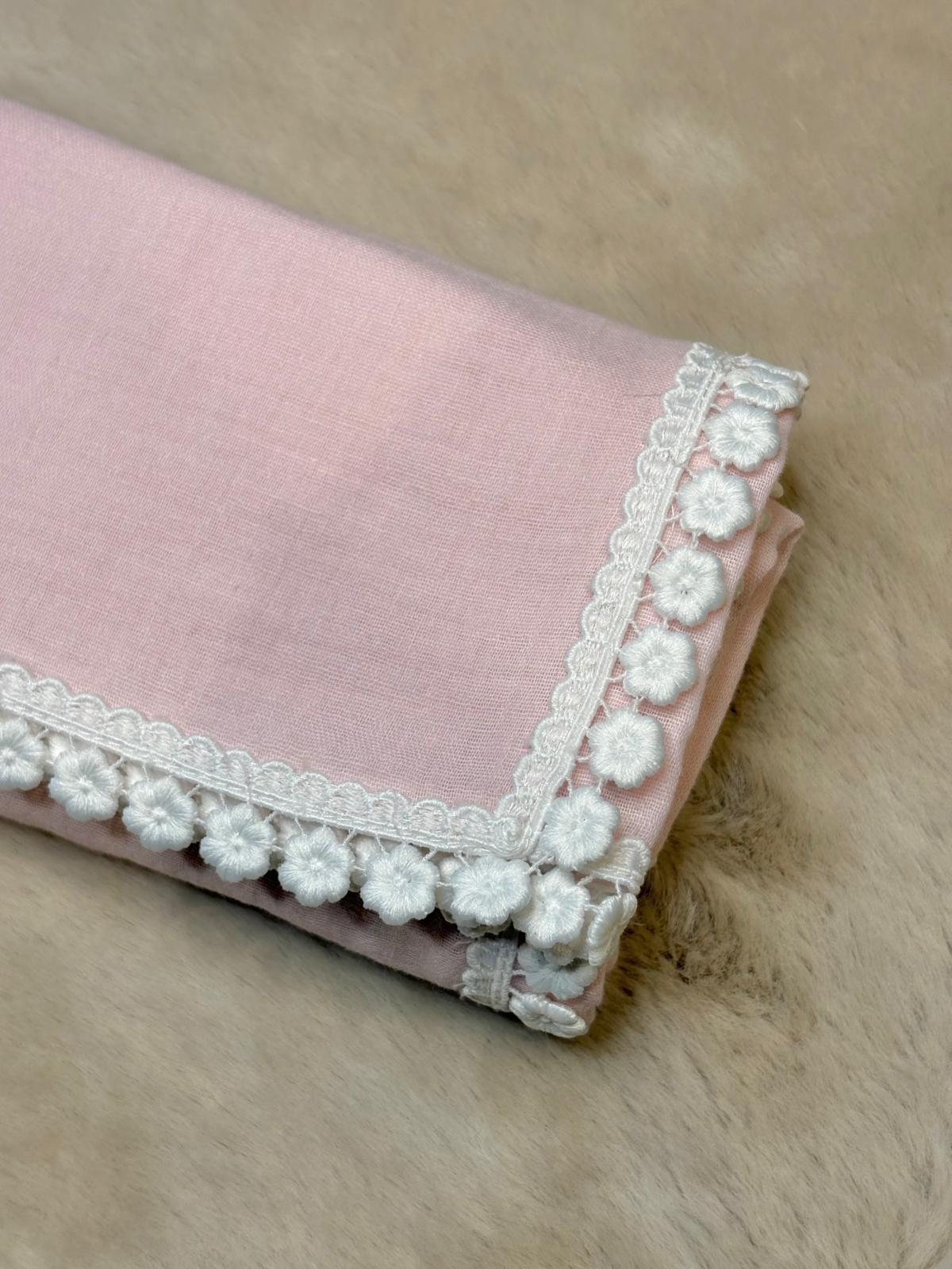 Quadrato Rosa con ricamo fiori - Marlù