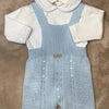 Completo 2pz salopette azzurro polvere e body - Marlù