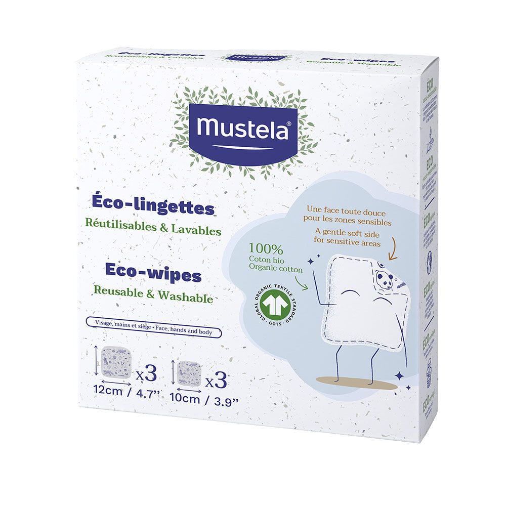 Salviette ecologiche riutilizzabili e lavabili x6 - Mustela
