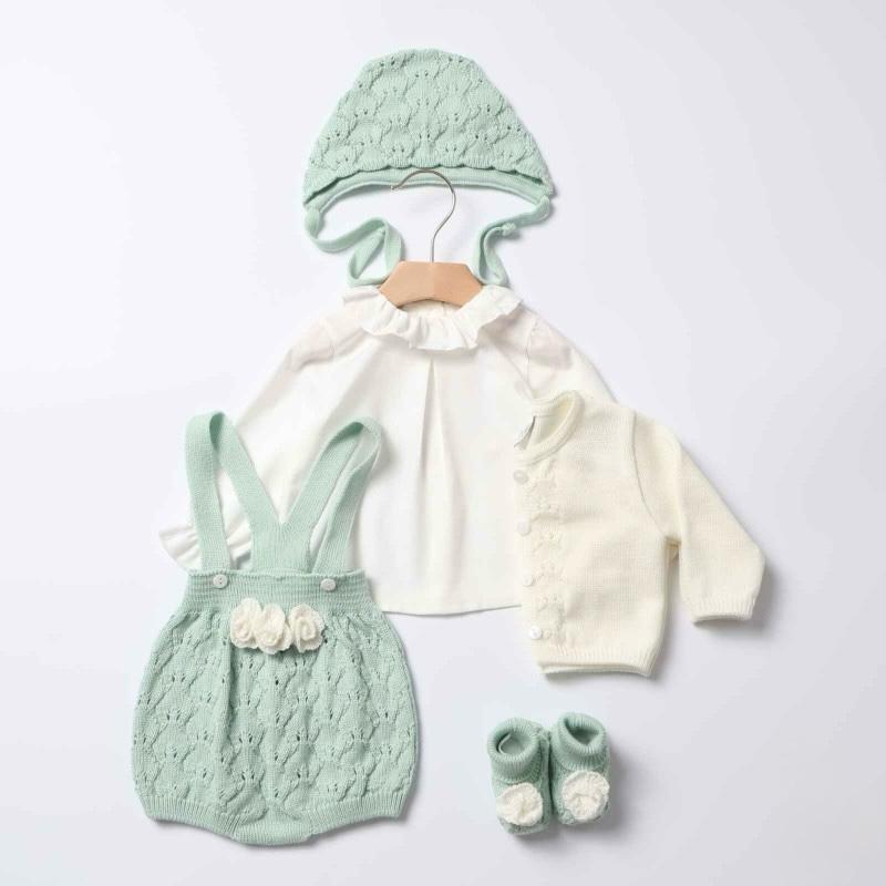 Set Nascita in Pura Lana Verde Salvia - Marlù