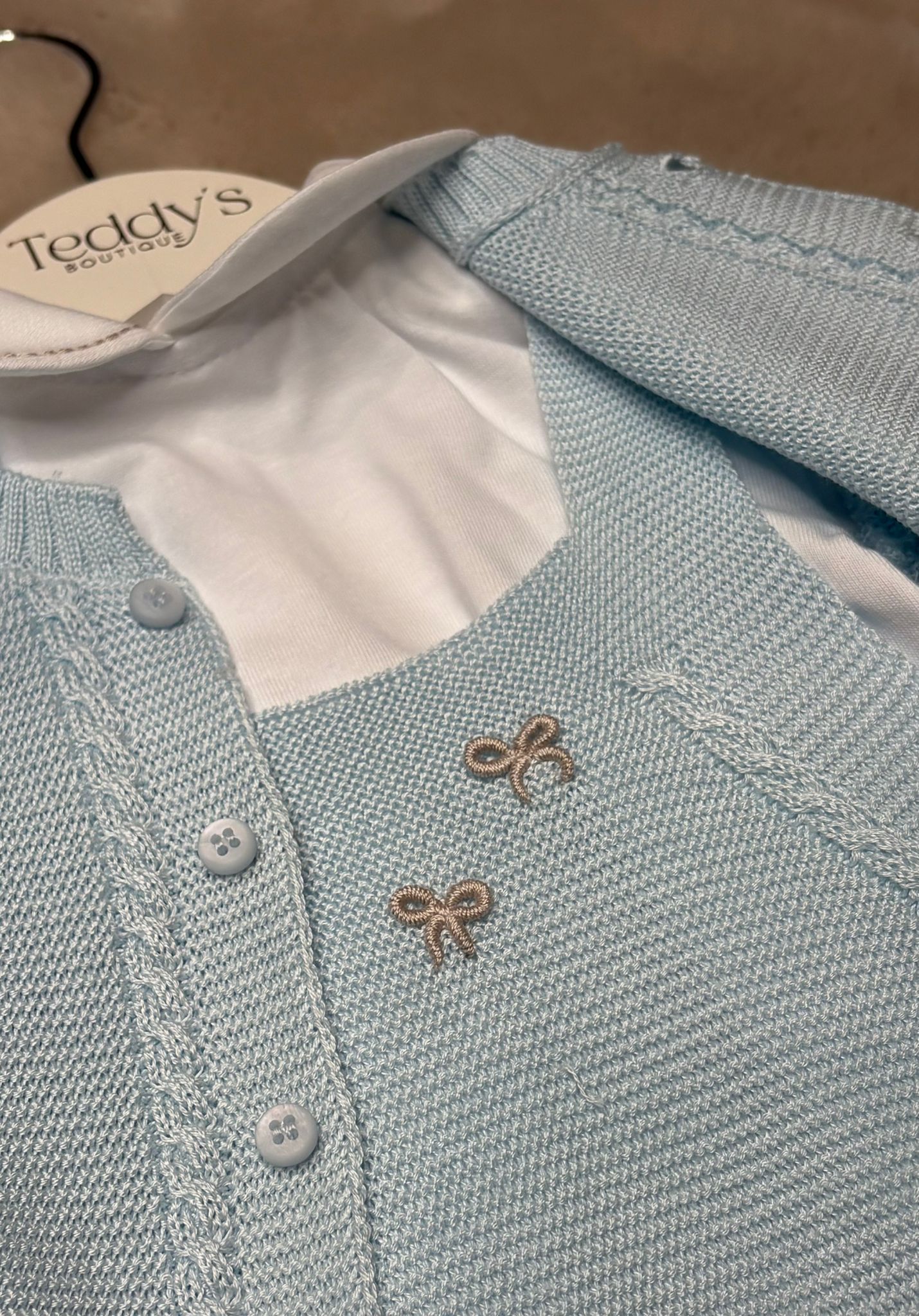 Completo Salopette e Cardigan Azzurro - Marlù