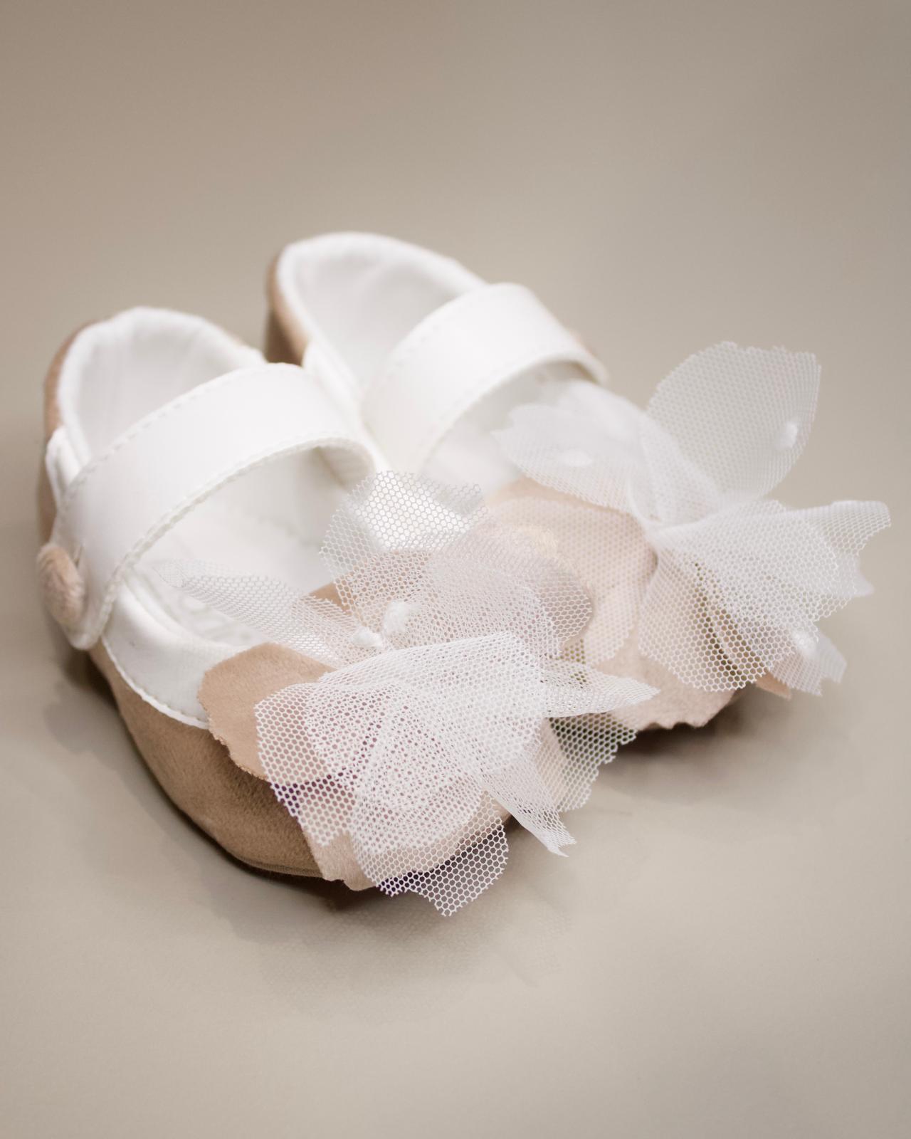 Scarpette Bianche e Beige con Fiore - Marlù