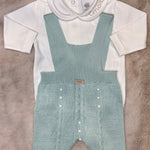 Completo 4Pz salopette e body verde salvia - Marlù