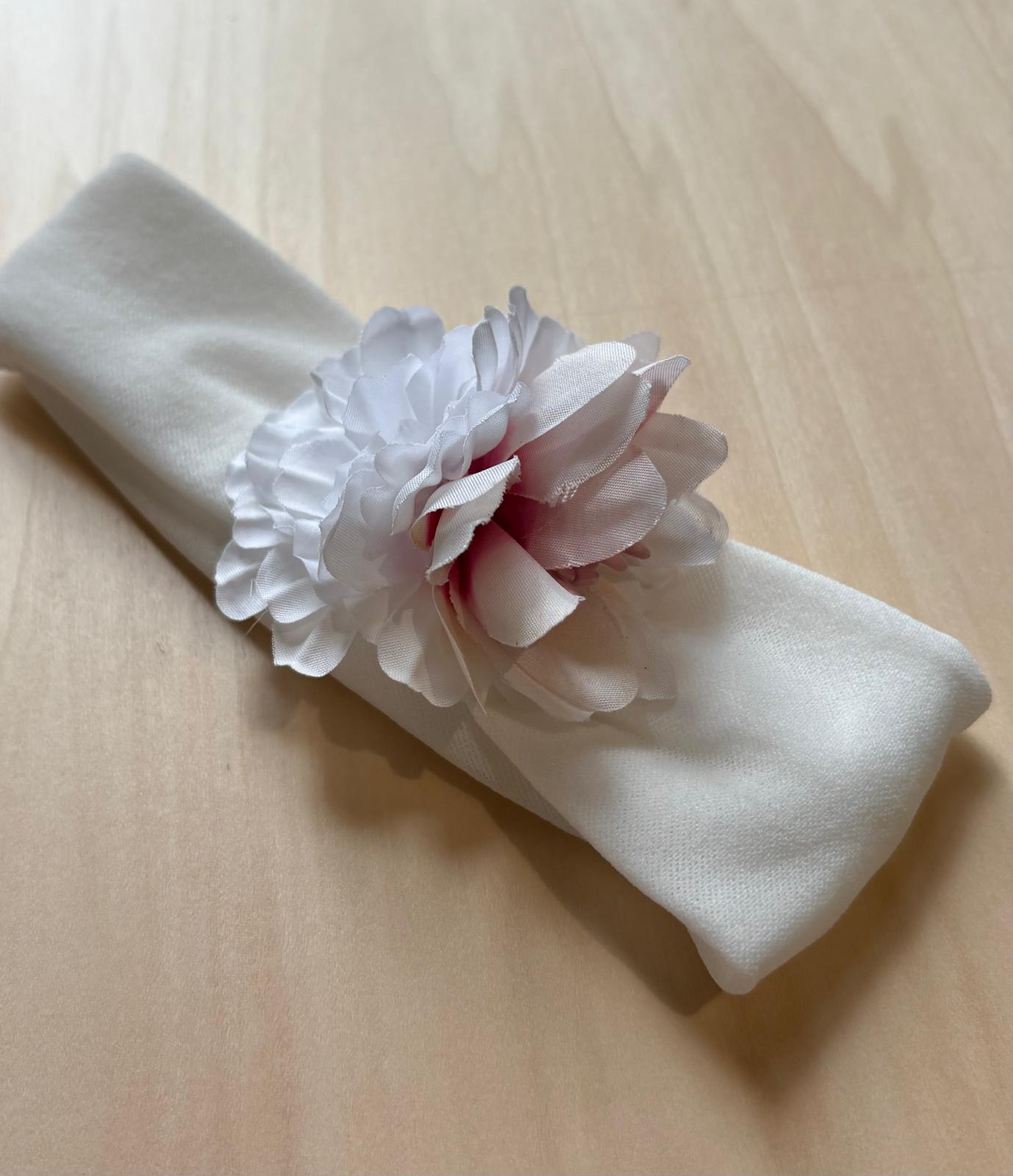Fascetta Cerimonia Bianca con Dettaglio Rosa - Minù